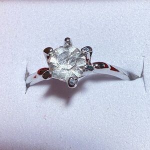 Rhinestone silver plated ring